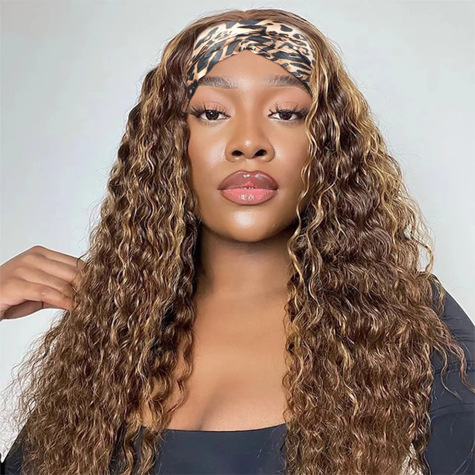 Deep Wave P4/27 Highlight Human Hair Headband Wig