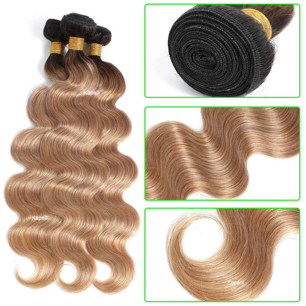 Ombre Blonde Body Wave Bundles - Brazilian Remy 100% Unprocessed Human Hair