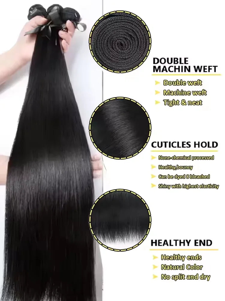 30 40 Inch Bone Straight 100% Bundles Deal Brazilian Virgin Human Hair