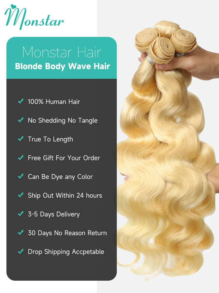 613 Blonde Body Wave Remy Human Hair - Various Lengths