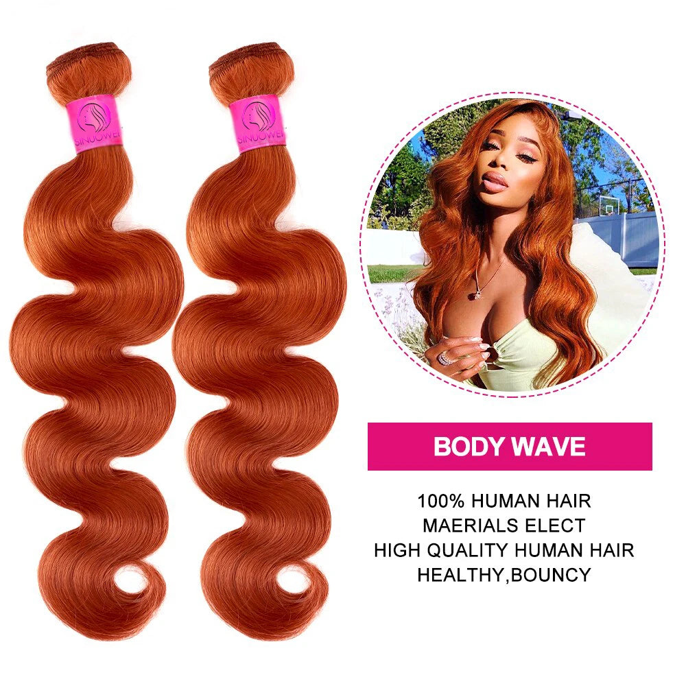 Body Wave Ginger Bundles With Blonde Body Wave Closure  - Human Hair Various Lengths