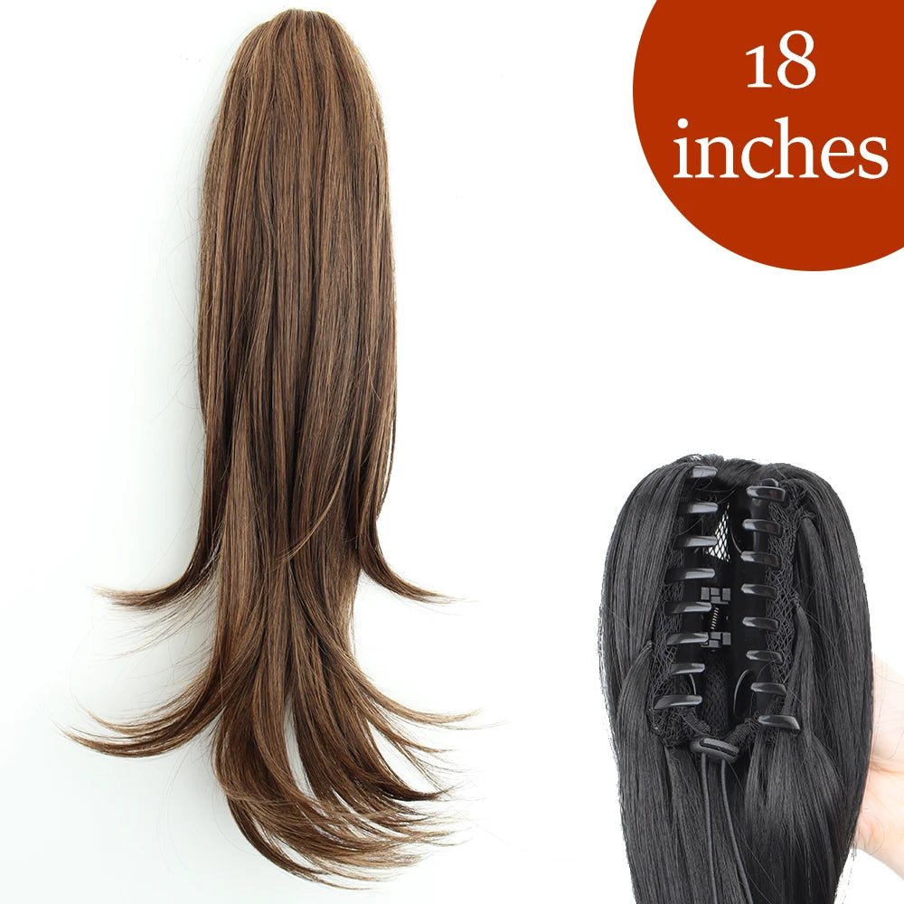 Synthetic Long Straight Claw Clip On 24Inch Ponytail