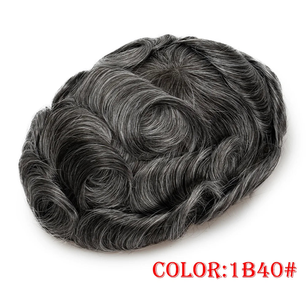 Human Hair Capillary Prothesis 130% Density 0.1-0.12 Thickness Skin Hair Wig