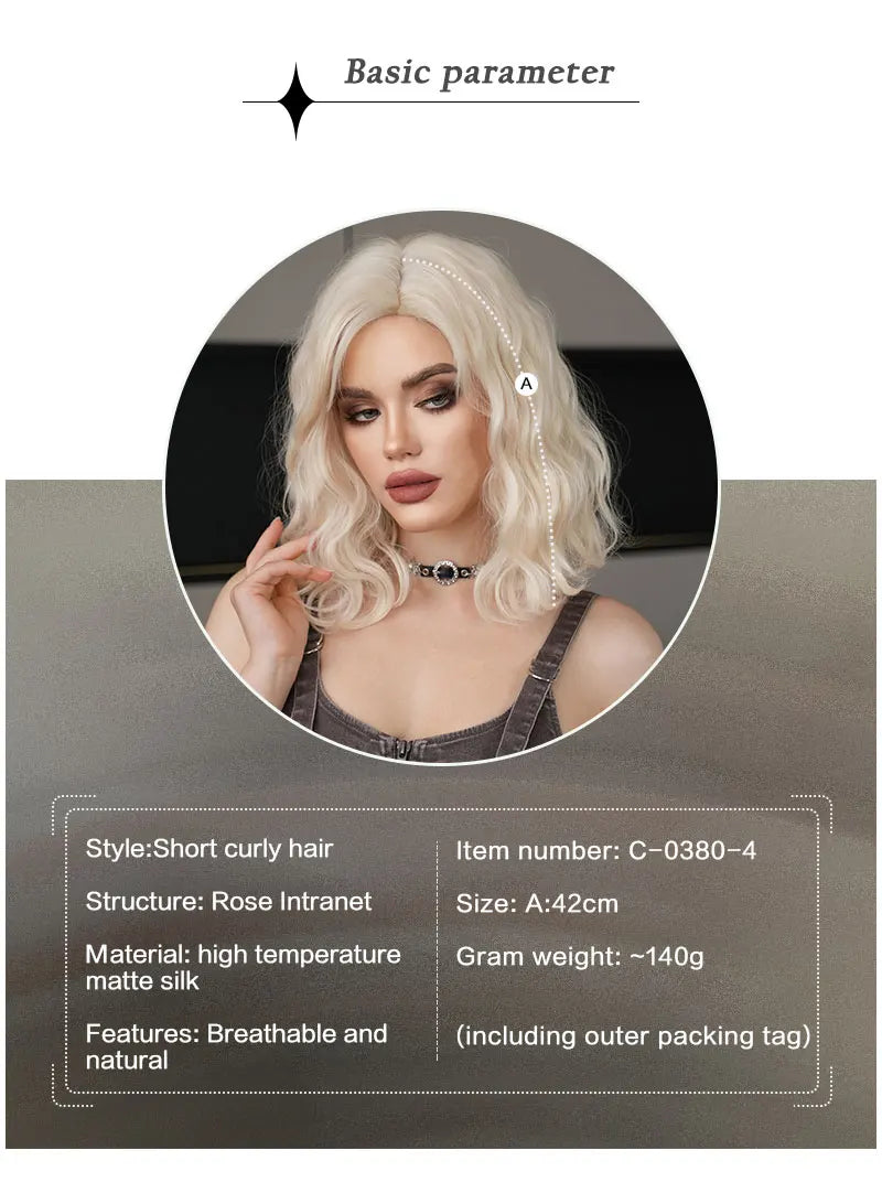 High Density Short Wavy Bob Synthetic Middle Part Wigs - Various Colors Available