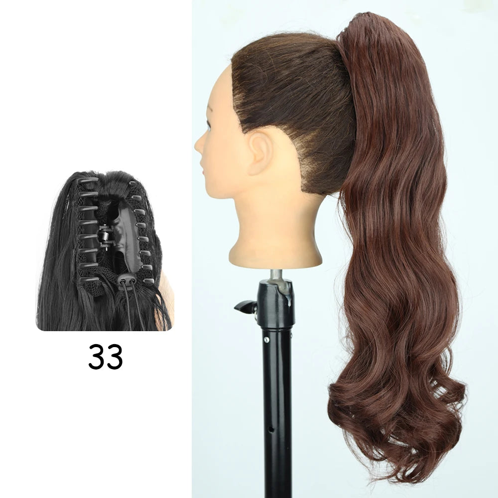 Synthetic 24" Long Wavy Claw Clip On Ponytail