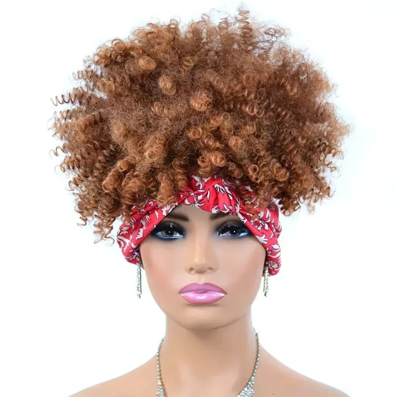 Synthetic Short Kinky Curly Headband Wigs - Various Colors Available