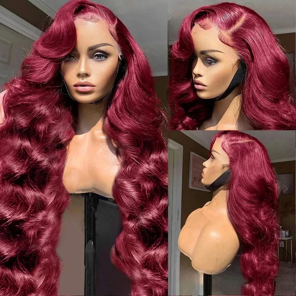 Burgundy Body Wave - HD Transparent Lace Front Human Hair Wig
