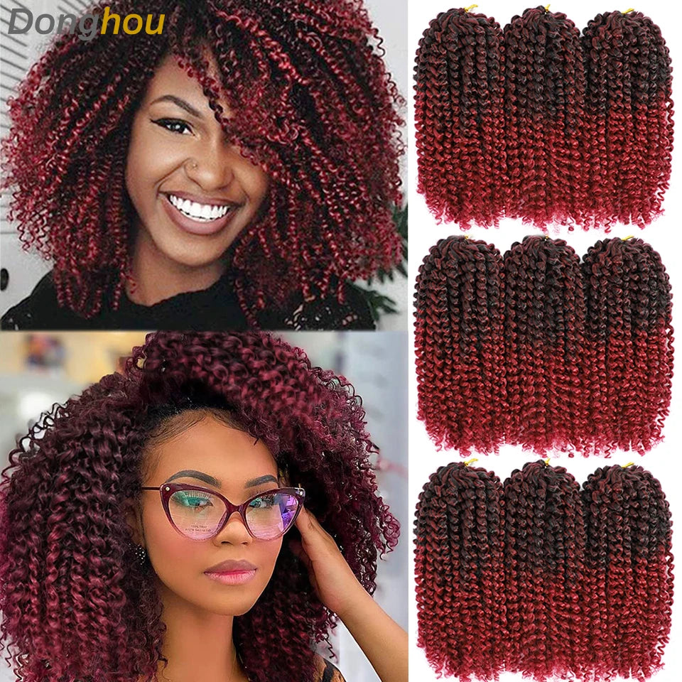 8 Inch Curly Passion Twist Synthetic Crochet Hair - Various Colors Available