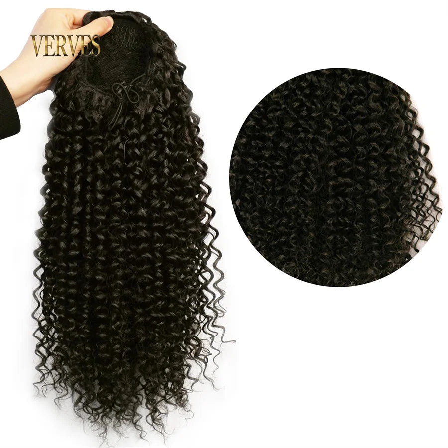 VERVES Synthetic 16Inch Drawstring Curly 16 Inch Ponytail