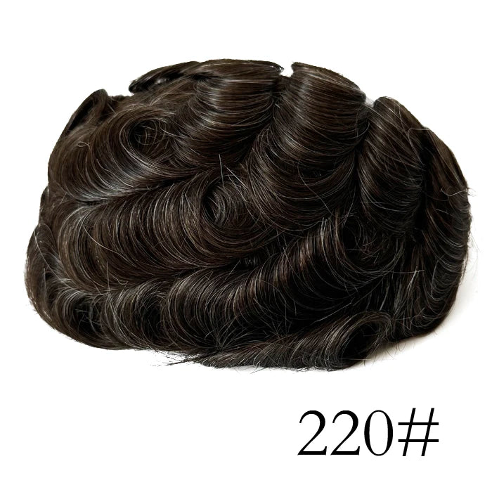0.08mm Thickness PU Poly Base Double Knotted Toupee Human Hair - Capillary Prothesis