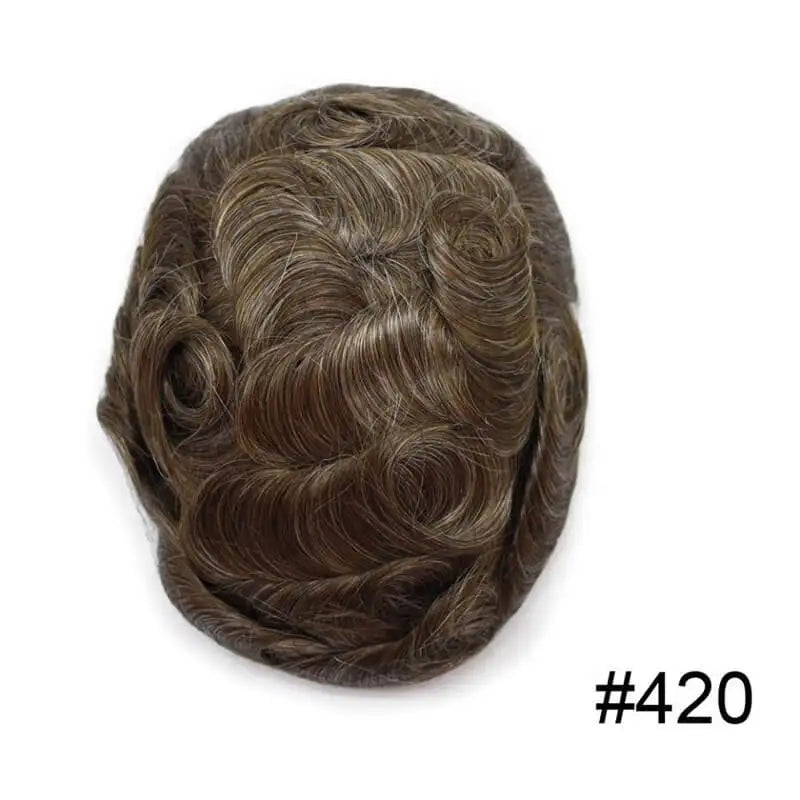 Straight Human HairProsthesis Toupee Men 6" Hair Replacement Systems -  Various Options Available