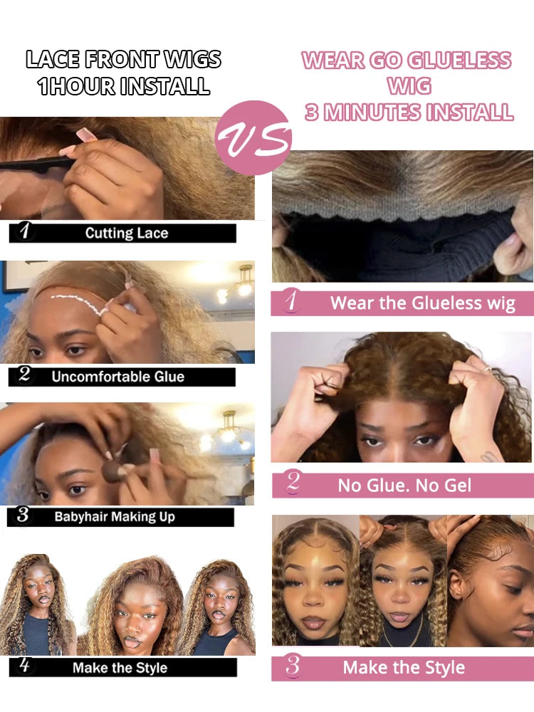 Deep Wave Ombre Highlight - Glueless Lace Frontal Human Hair Ready To Wear Wig
