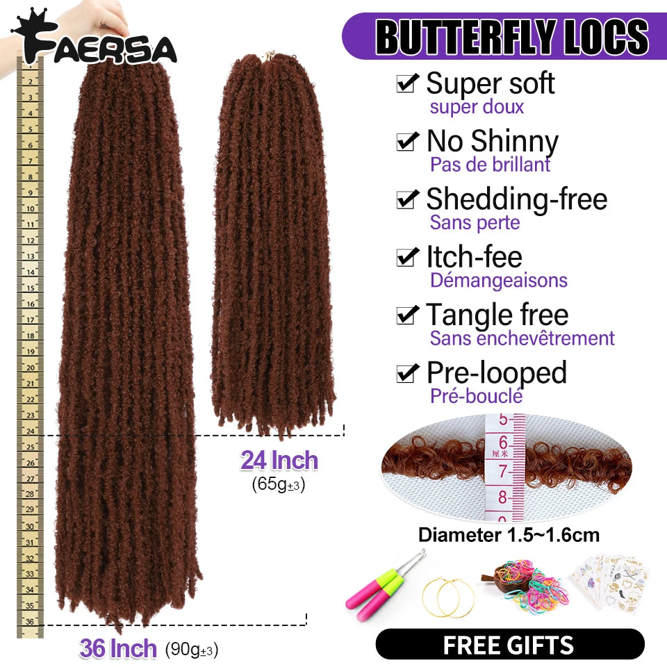Butterfly Locs Crochet Synthetic Hair - Various Colors Available