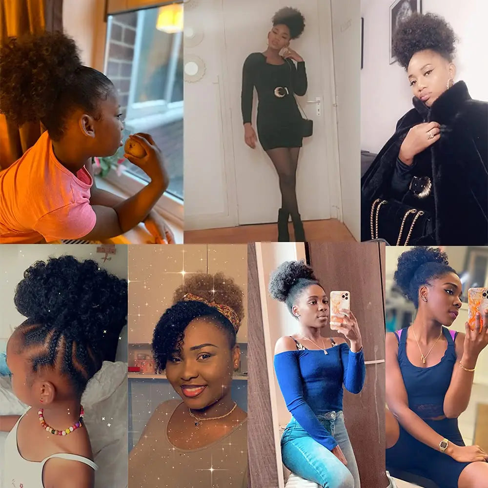 2Pcs Afro Puff Drawstring Ponytail, Synthetic Hair