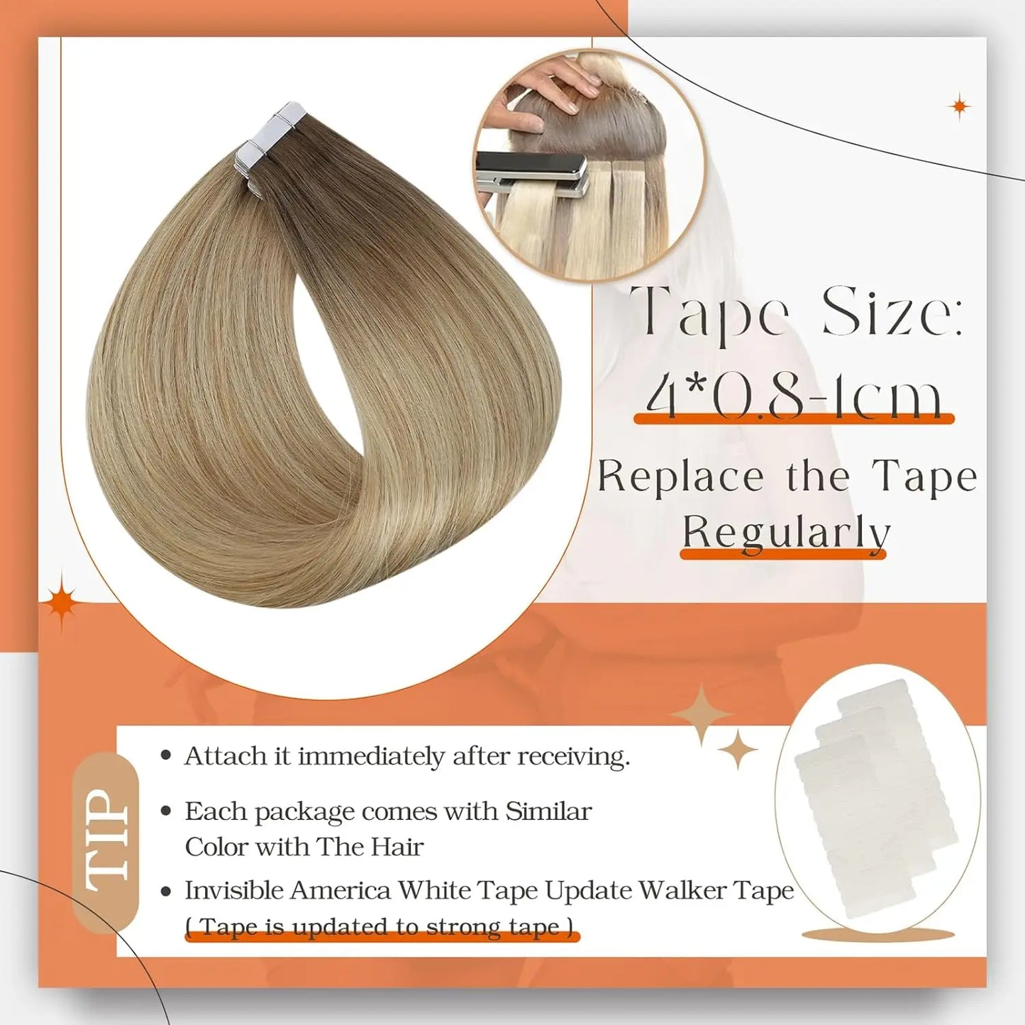 100% Remy Human Hair Seamless Skin Weft Tape Ins