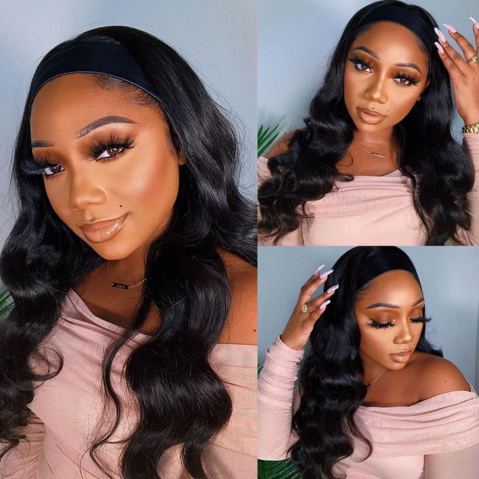 Body Wave Middle Part Lace Human Hair Wig with Bangs