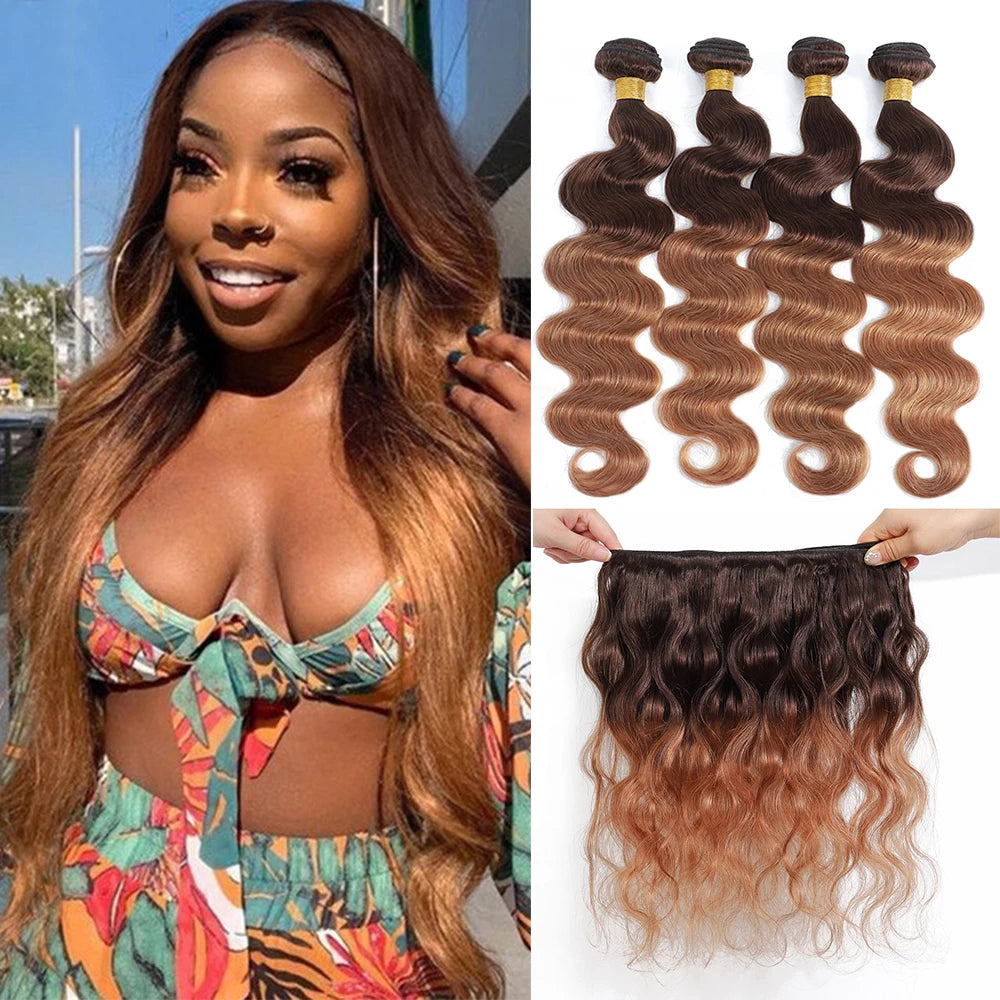Ombre Blonde Body Wave Bundles - Brazilian Remy 100% Unprocessed Human Hair