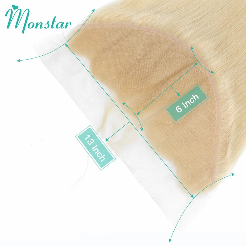 613 Blonde Color Human Hair Straight HD Lace Frontal Pre Plucked with Baby Hair