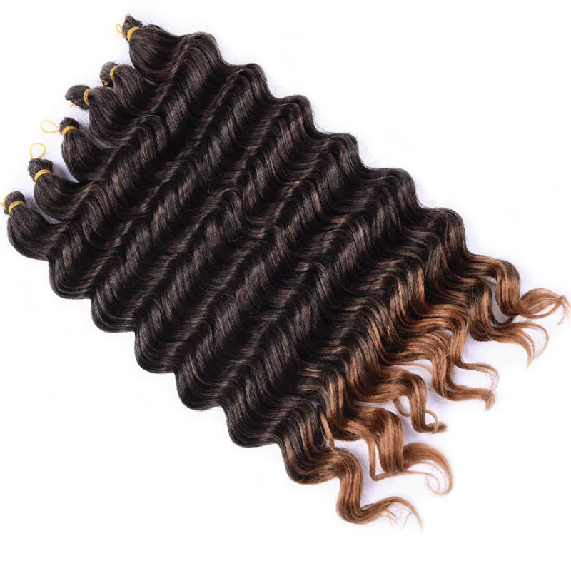 Ombre Deep Water Wave Bulk Crochet Synthetic Hair - Various Colors Available