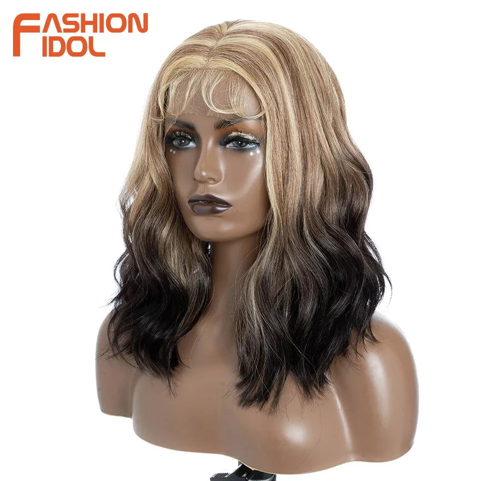 FASHION IDOL 12 Inch Bob Body Wave 13x7 HD Lace Front Synthetic Wigs - Various Colors Available