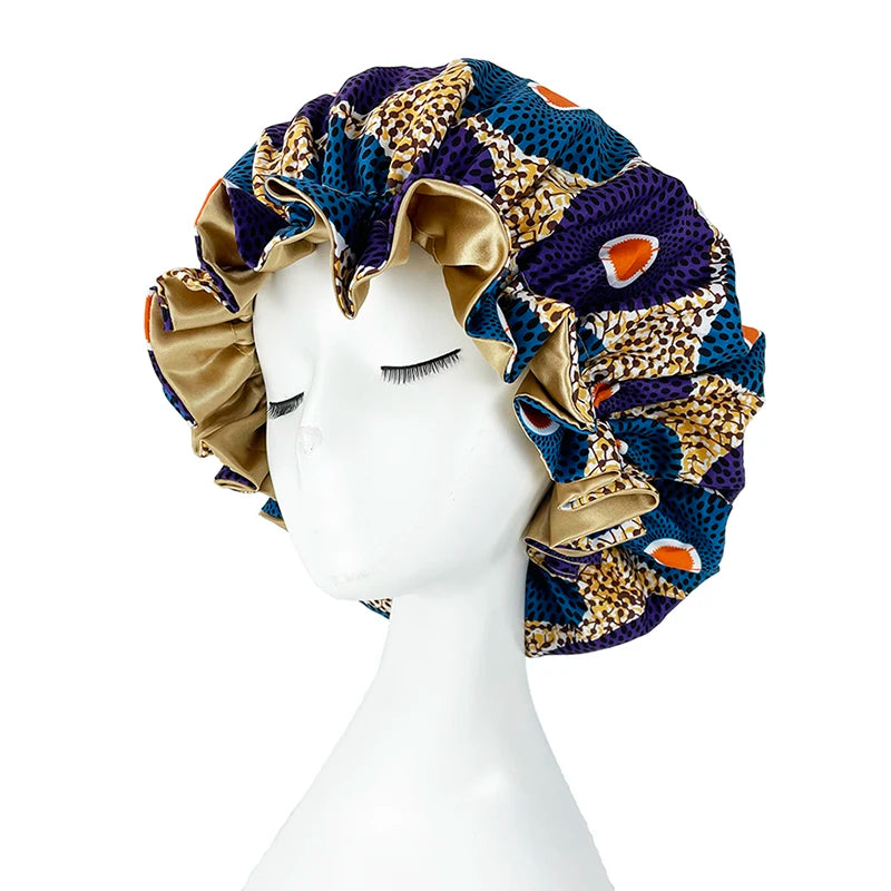 African Pattern Print Satin Bonnets