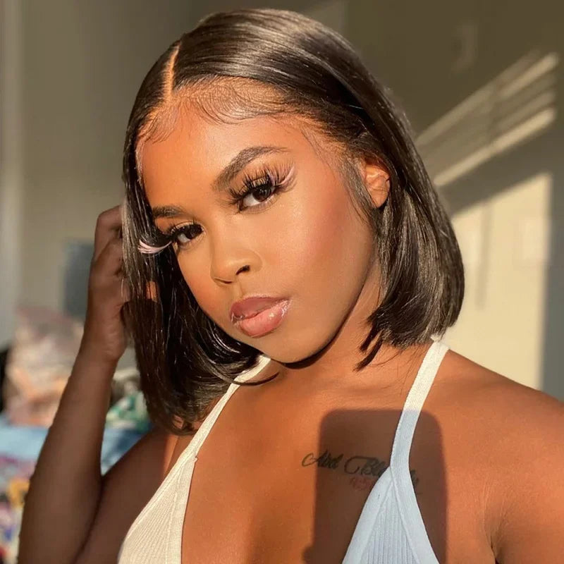 Brazilian Bone Straight Bob - Pre Plucked HD Transparent Lace Human Hair Glueless Wig