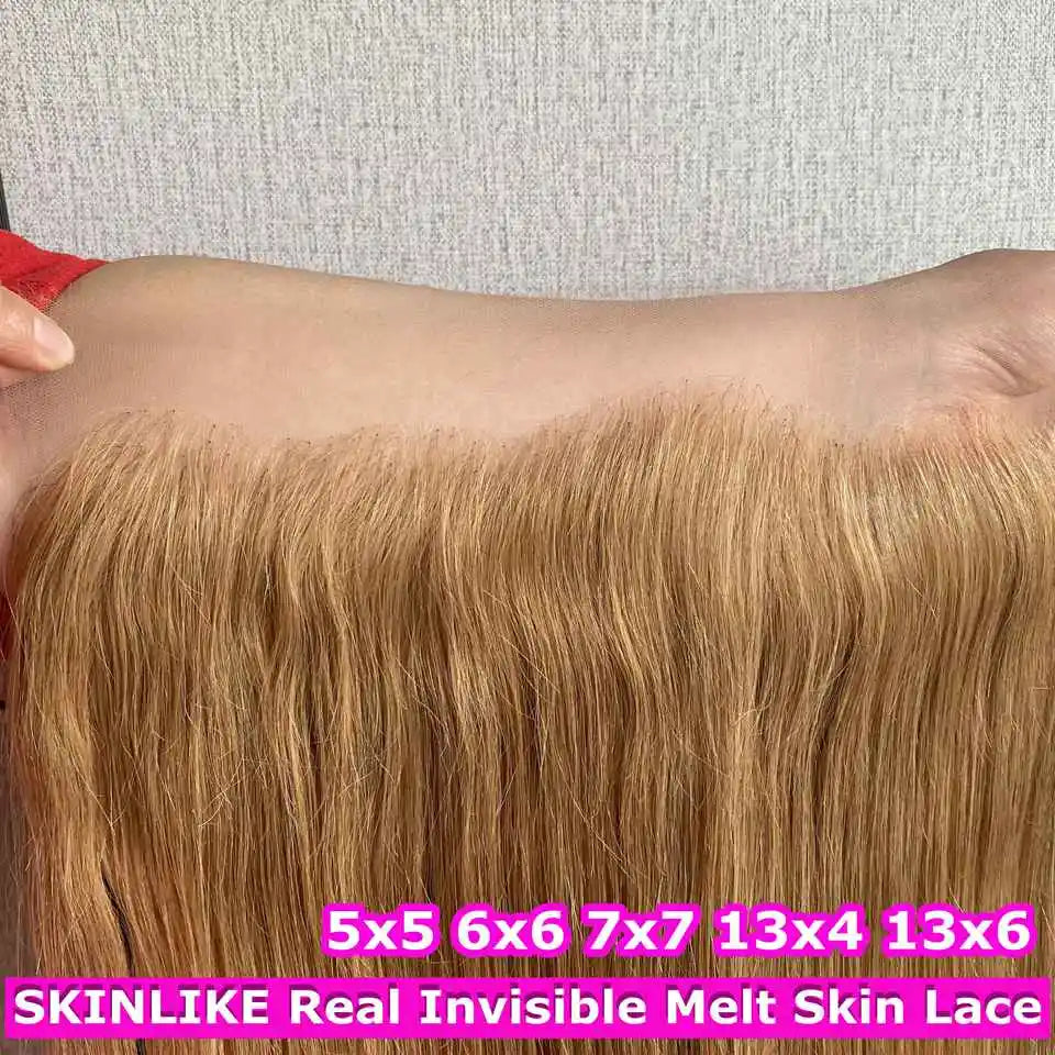 #27 Blonde Straight Human Hair HD Lace Frontal or Closures