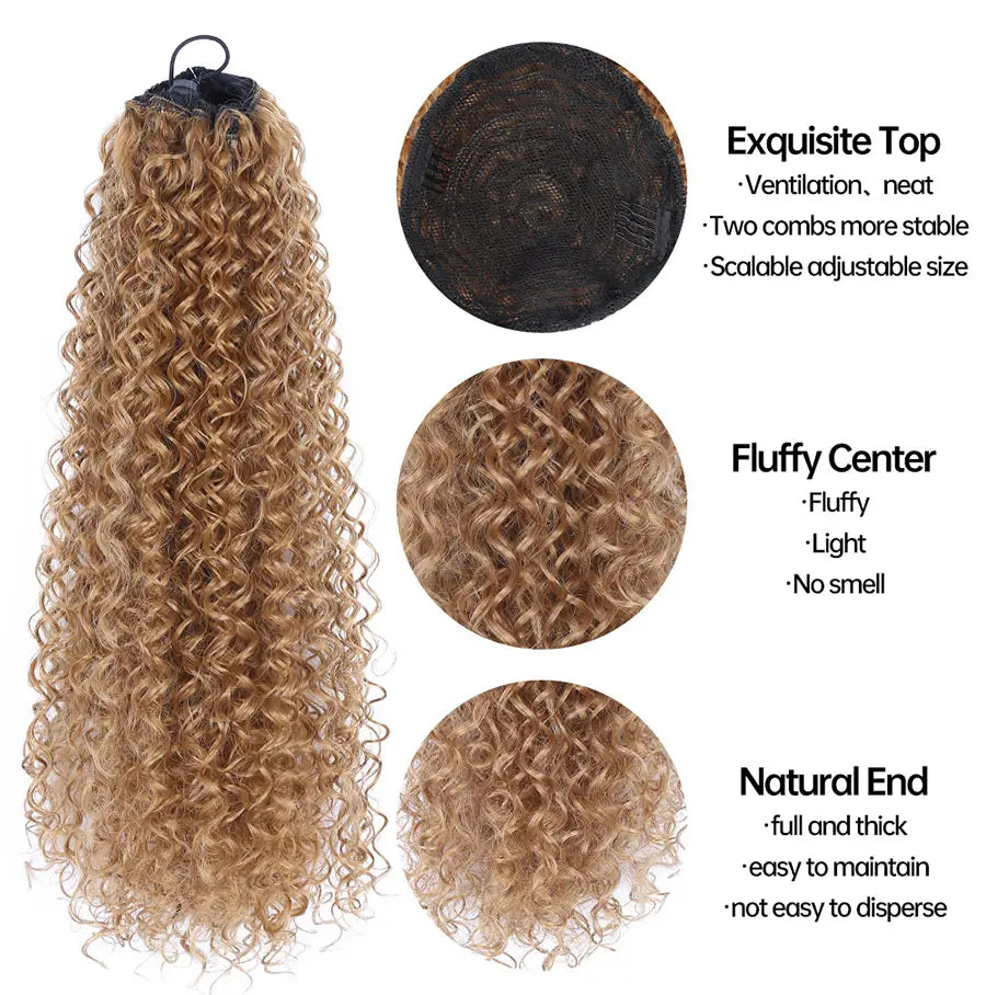 Long Synthetic Deep Wave Wrap Drawstring Ponytails - Various Options Available