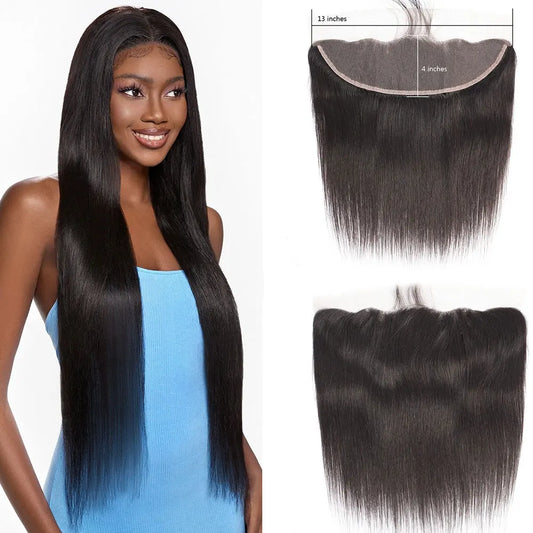 13x4 Lace Human Hair Straight Lace Frontal PrePlucked