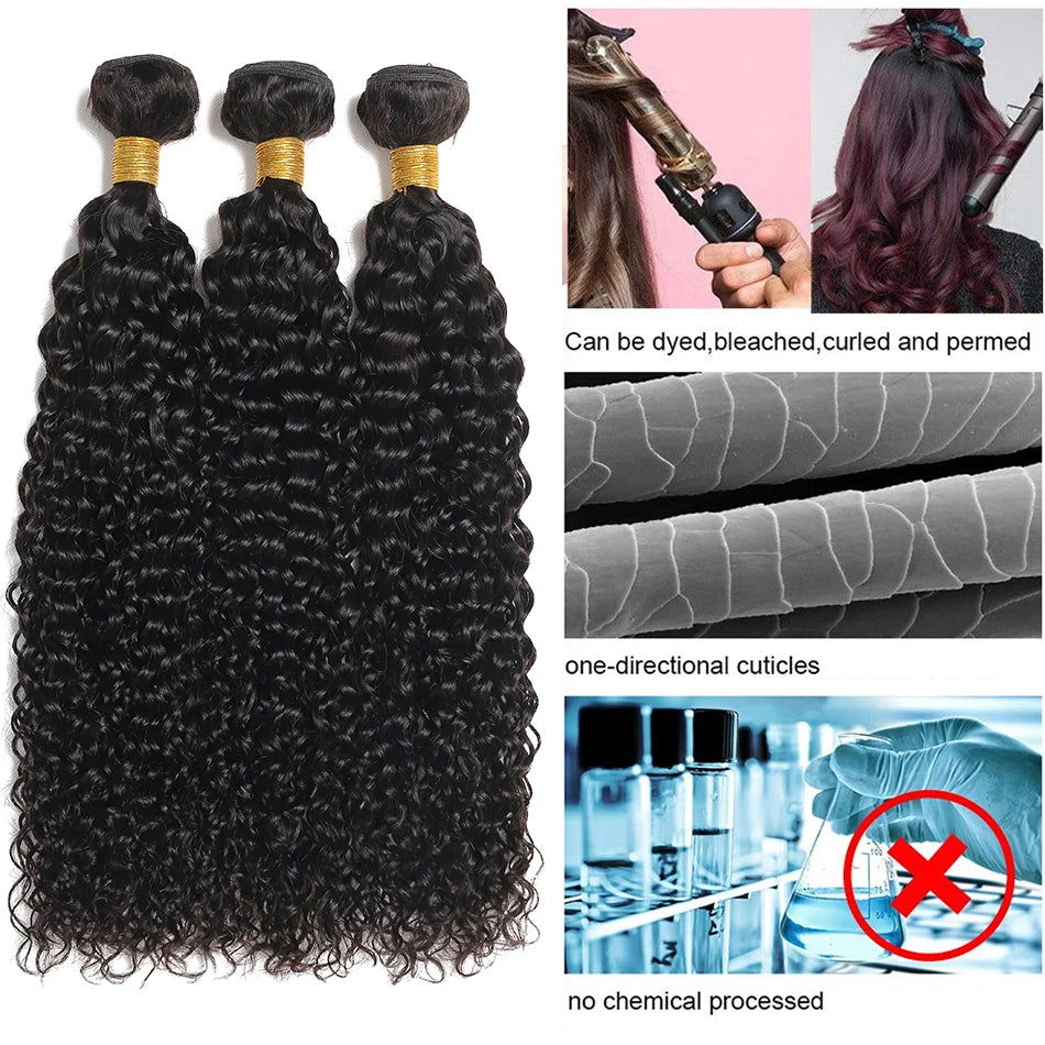 Mongolian Kinky Curly Raw Remy Human Hair Weave Bundles