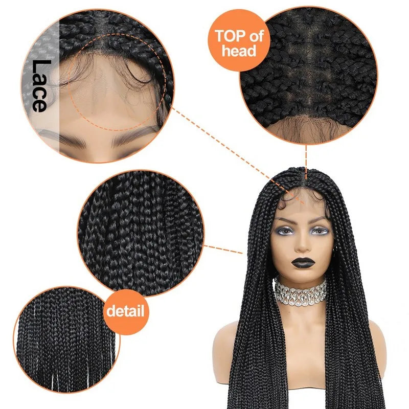 36" Full Lace Front Synthetic Box Braided Knotless Wigs - Various Colors Available