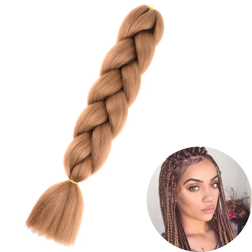24" Synthetic Yaki Jumbo Braiding Hair - Various Colors Available