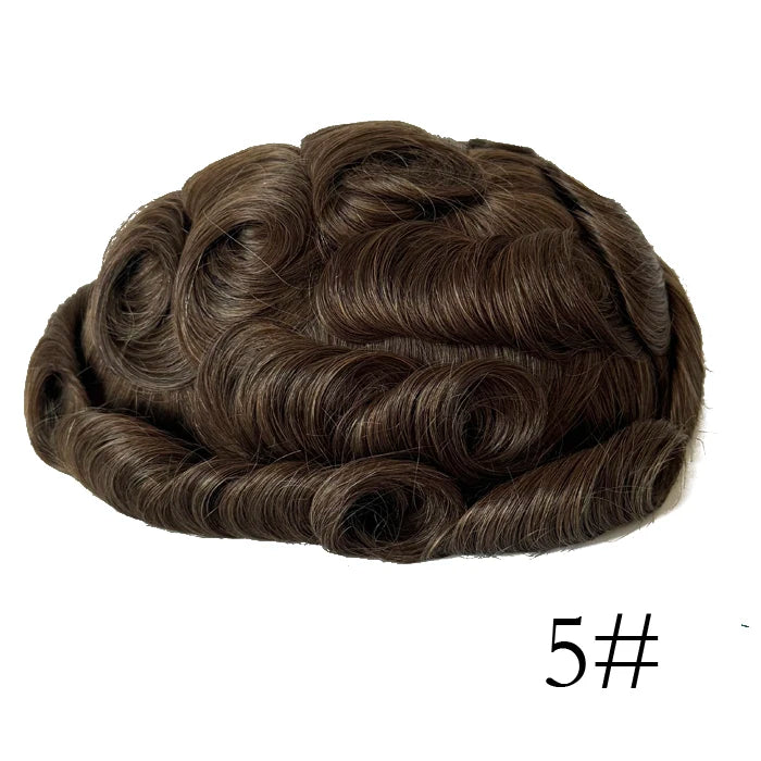 0.08mm Thickness PU Poly Base Double Knotted Toupee Human Hair - Capillary Prothesis
