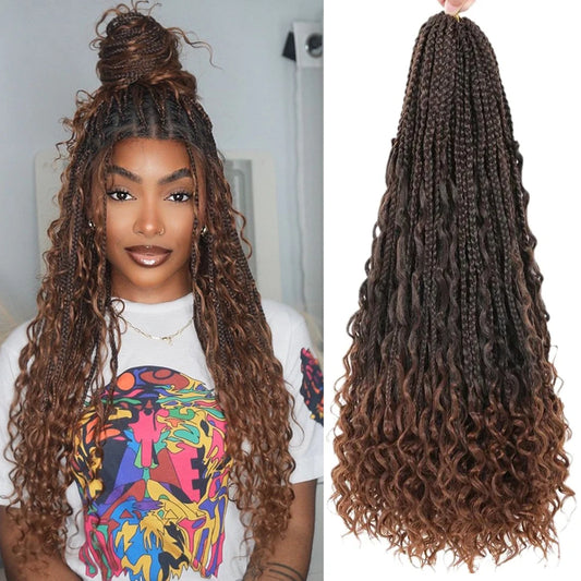 Synthetic Goddess Box Braided Crochet Hair Pre-looped - Various Colors Available