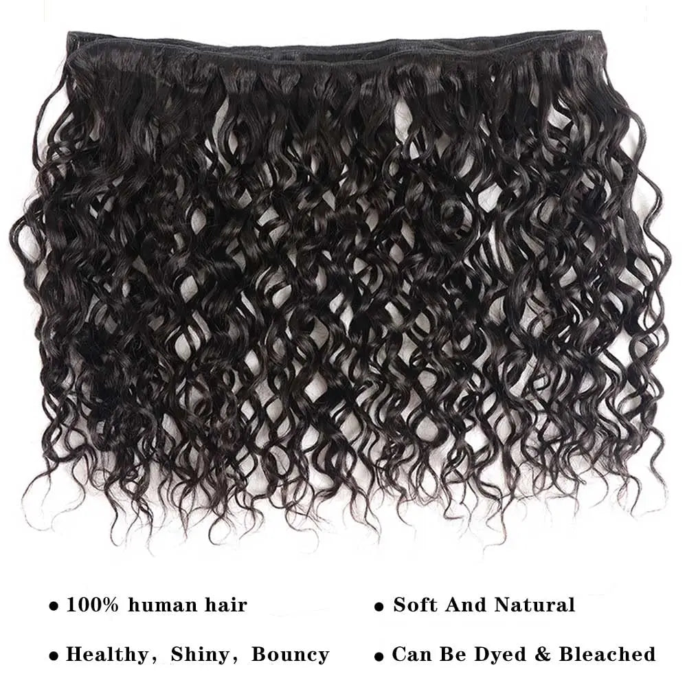 Deep Wave/Wet & Wavy Bundles With 13X4 Lace Frontal  - 100% Human Hair