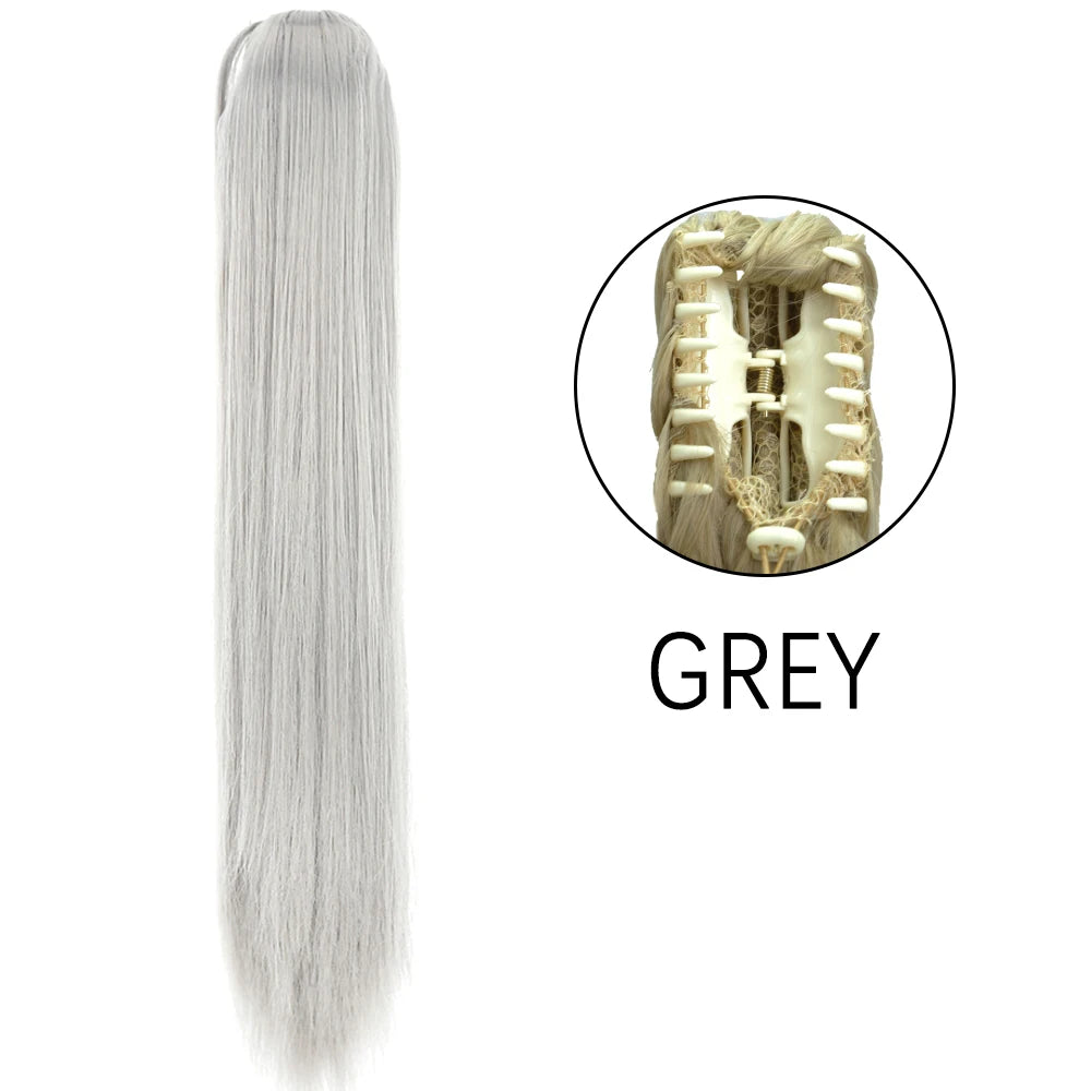Synthetic Long Straight Claw Clip On 24Inch Ponytail