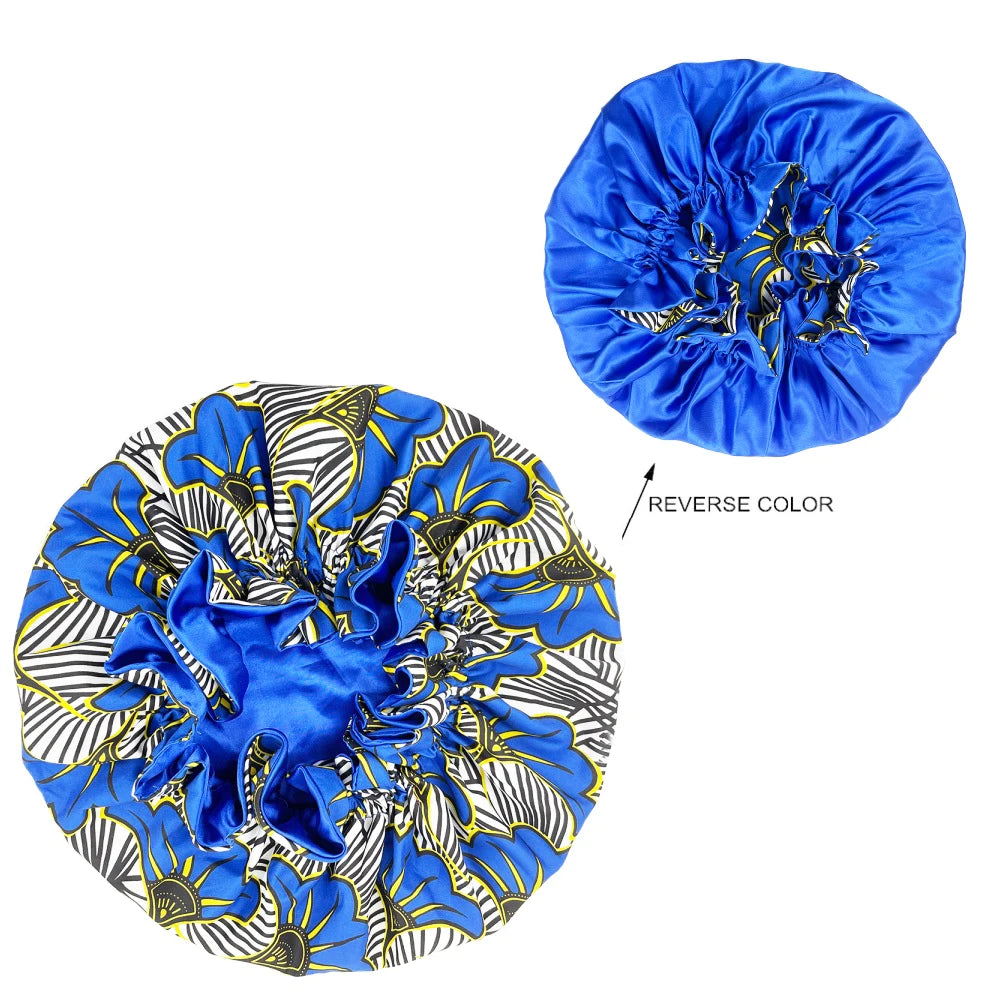 African Pattern Print Satin Bonnets