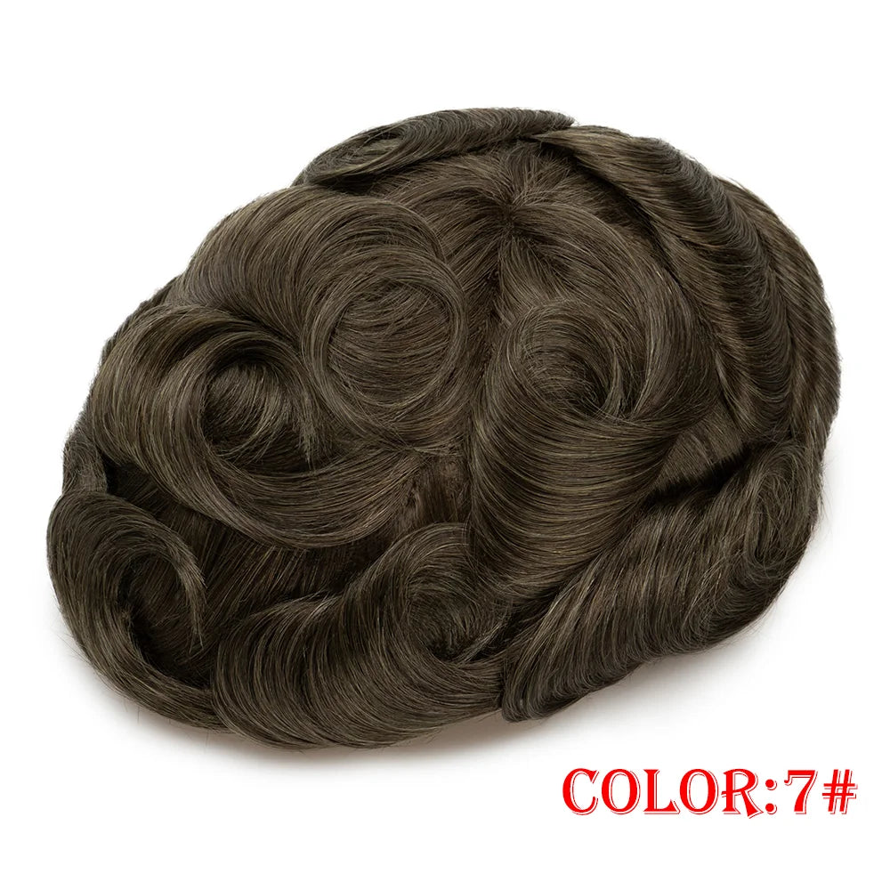Human Hair Capillary Prothesis 130% Density 0.1-0.12 Thickness Skin Hair Wig