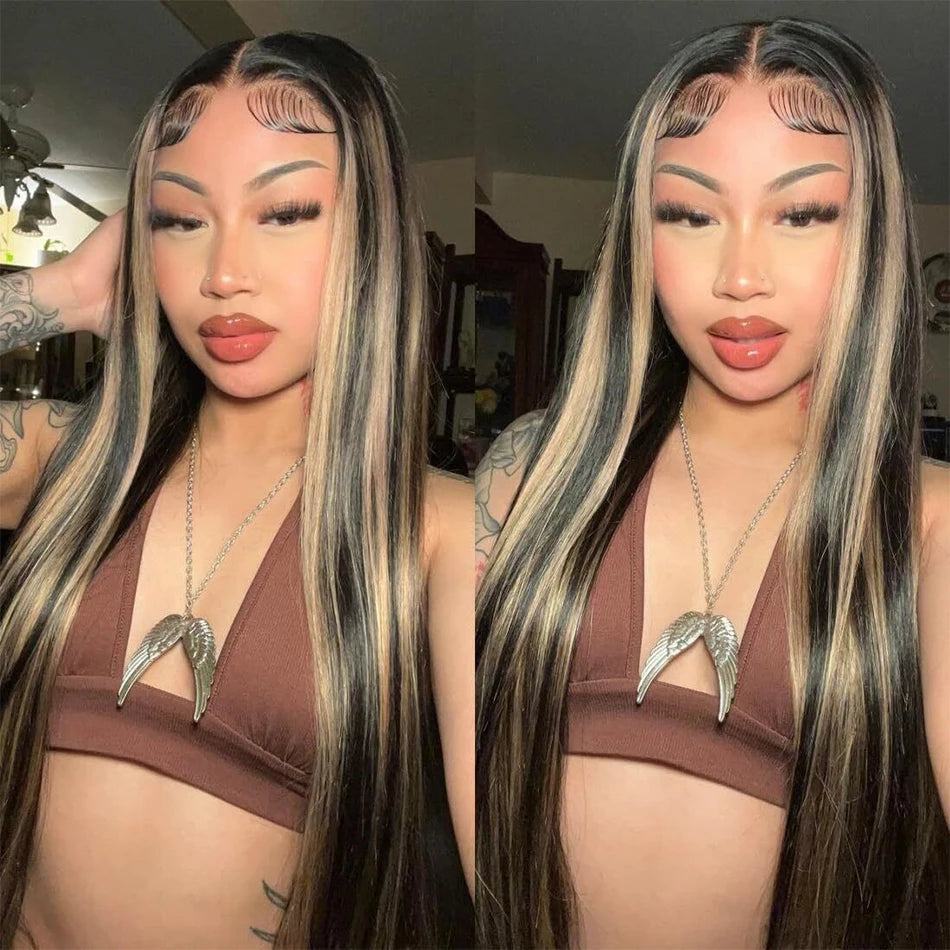 1B/27 Straight Highlight 13x4 HD Lace Frontal Human Hair Wig