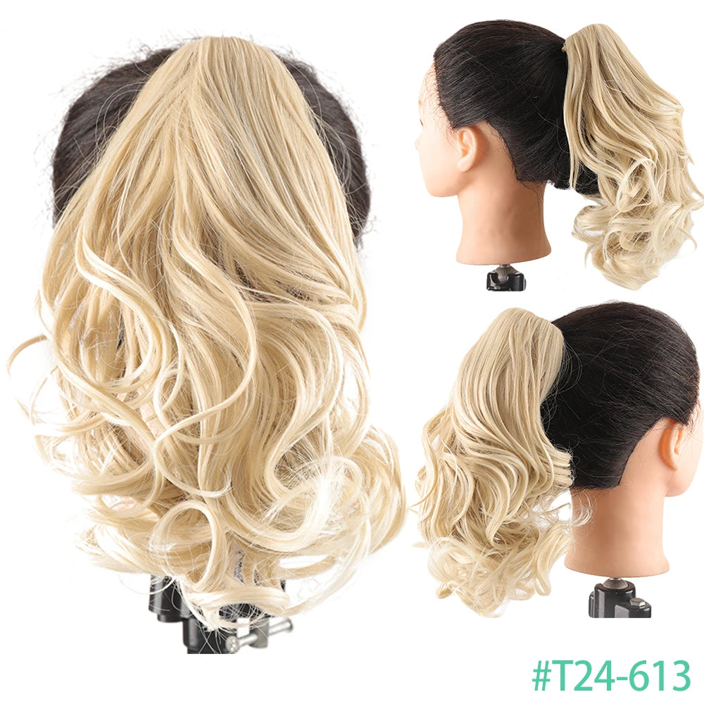 Synthetic Claw Clip In Short Curly Ponytails