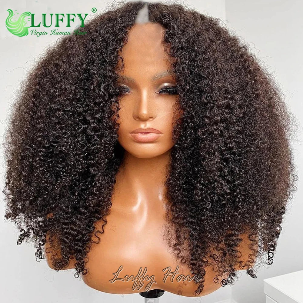 Afro Kinky Curly U & V Part Human Hair Wigs