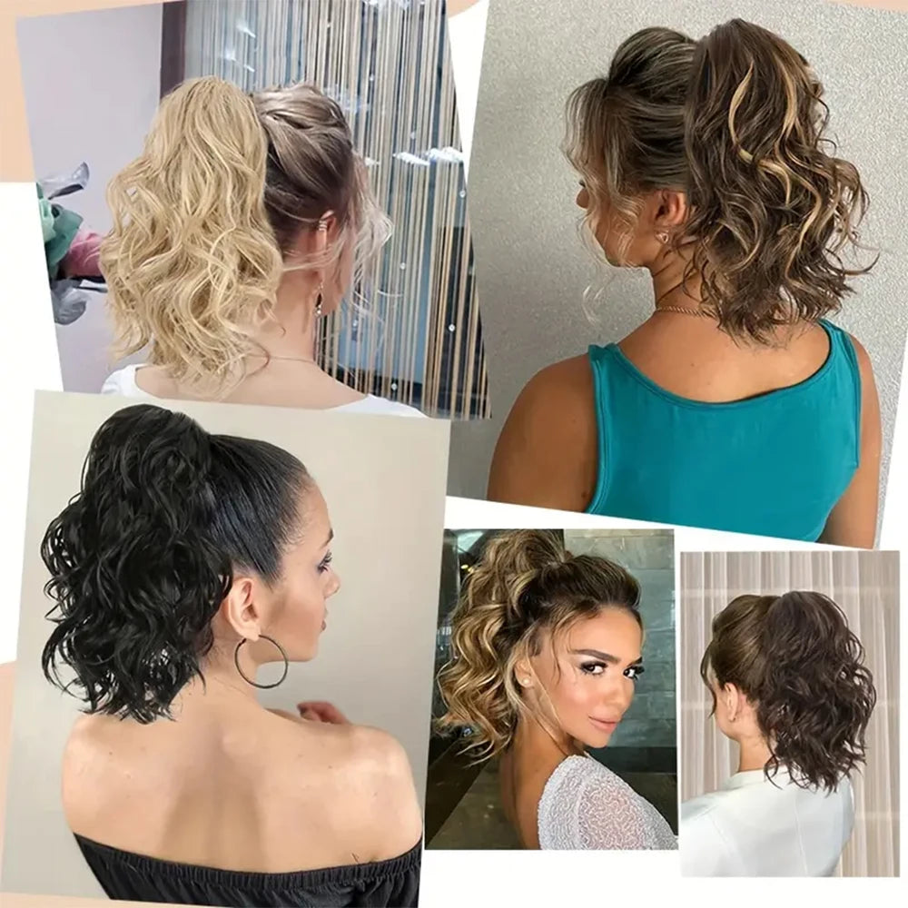 Curly Body Wave Synthetic Clip In Ponytails - Various Options Available
