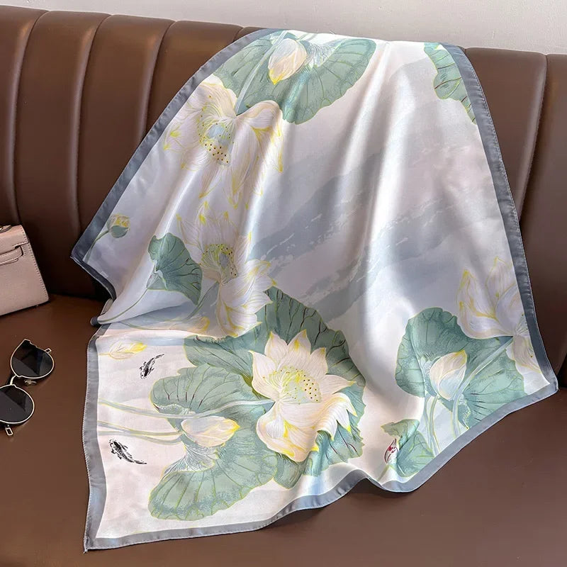 100%Polyester Scarf 70cm Printed Square Scarf