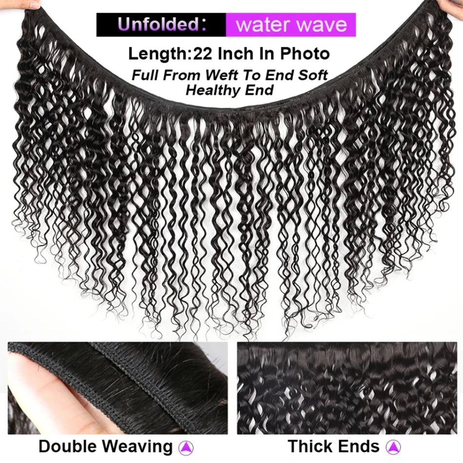 Peruvian Water Wave Human Hair 100% Unprocessed Virgin Bundles