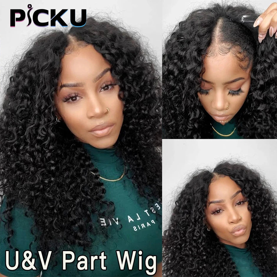 Brazilian Deep Wave - Human Hair No Leave Out Option V & U Part Wigs