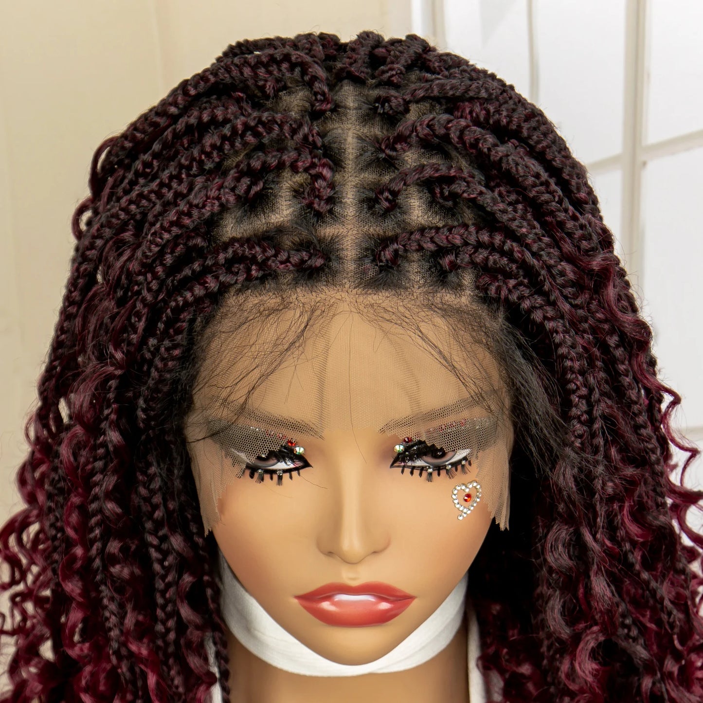 14 Inches Short Box Braided Full Lace Synthetic Boho Wigs  - Various Colors Available