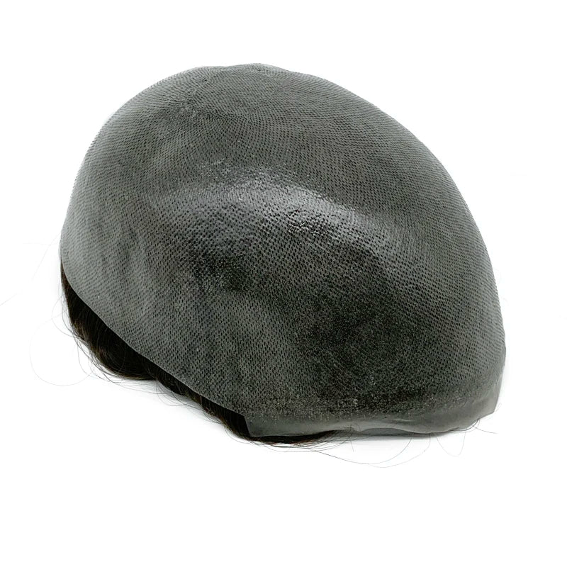 0.08mm Thickness PU Poly Base Double Knotted Toupee Human Hair - Capillary Prothesis