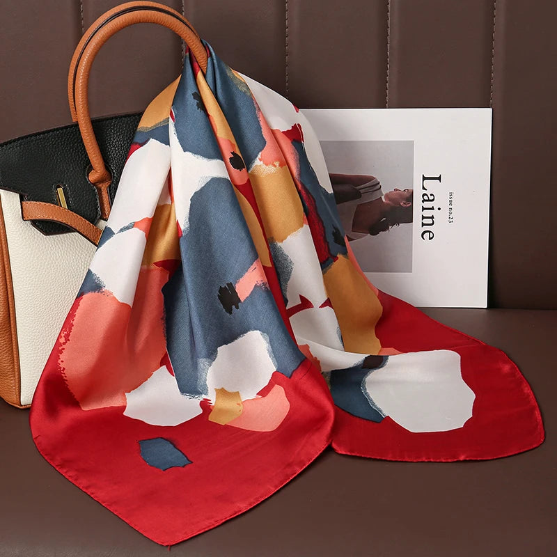 Luxury Print Satin Silk Square Scarfs