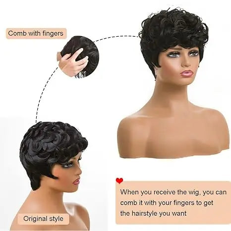Short Curly Pixie - Synthetic Hair Wigs In Various Colors