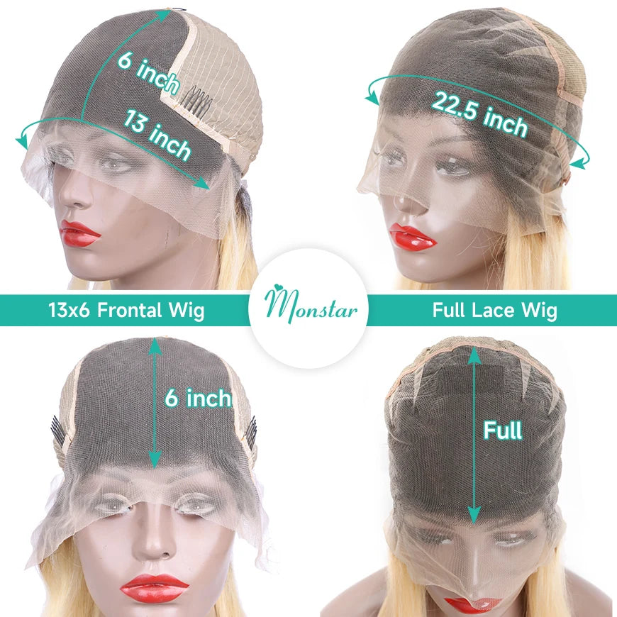 Dark Root 1B 613 Ombre Blonde13 Brazilian Straight  - Full Lace Front Human Hair Wig